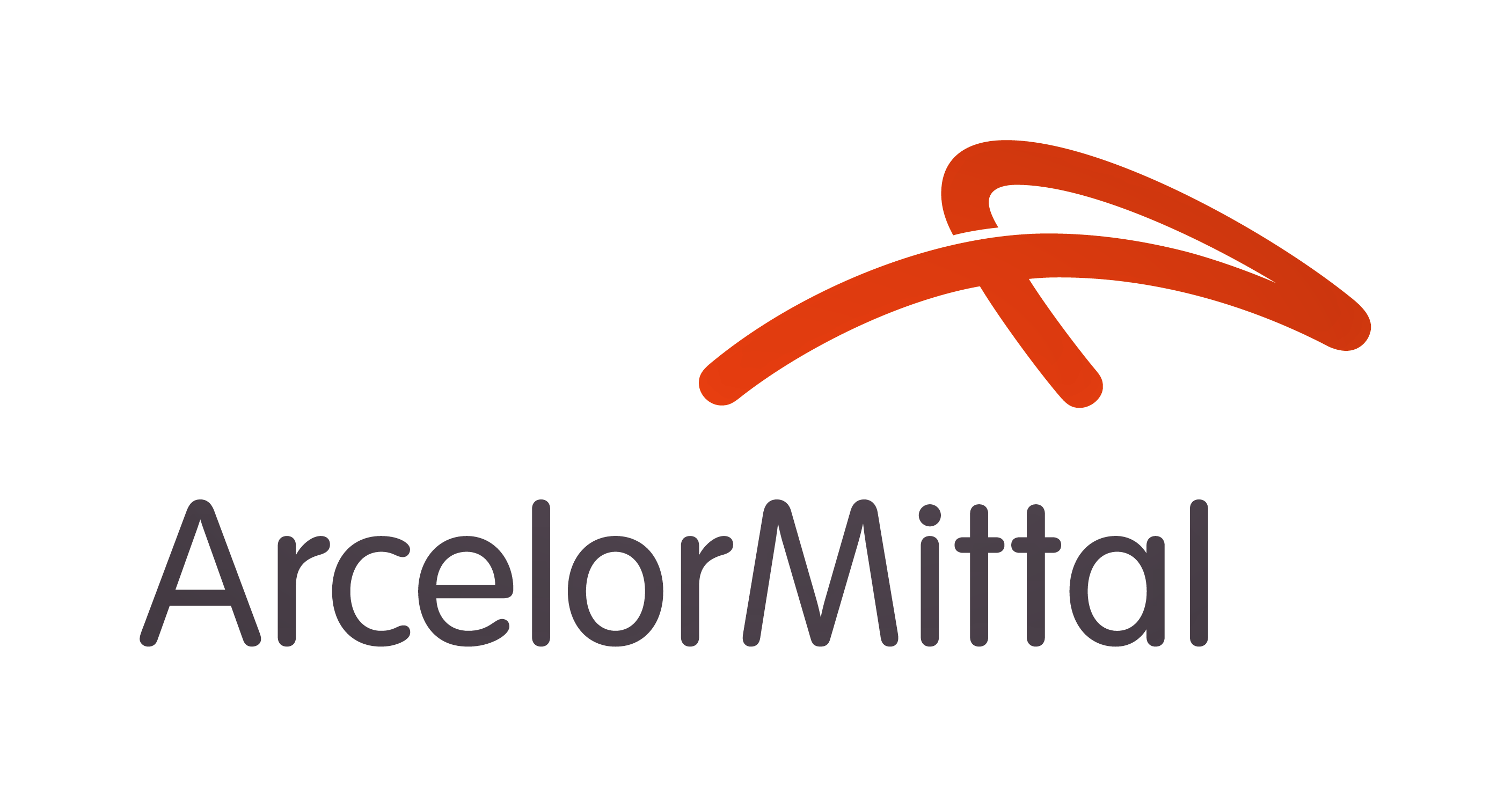 ArcelorMittal logo with orange-red stylized arc above the company name displayed in a professional career timeline card